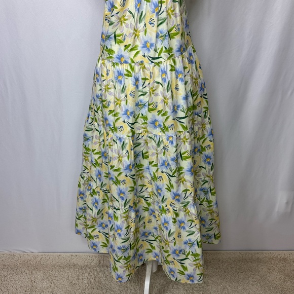 ASTR The Label Tie Strap Tiered Maxi Dress Size Medium Cream Blue Floral NWOT - Picture 7 of 13